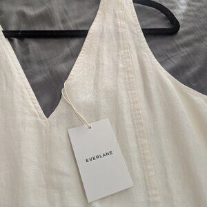 Sleeveless Linen Dress- Off-White, lined